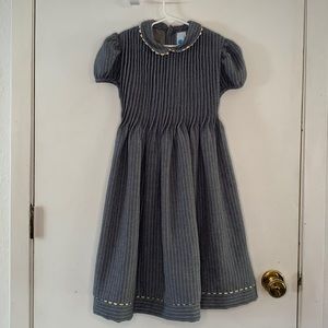 Old World Linens Camilla grey pinstriped dress with Peter Pan collar